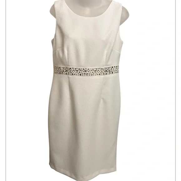 Kasper Sleeveless Studded Sheath Dress Size 6 Off-White - Picture 1 of 9